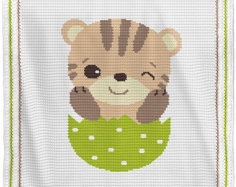 Modèle de couverture pour bébé tigre au crochet : Pâques afghan (Modèle PDF)