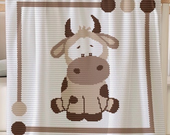 Kuh Baby Decke häkeln | Reihe für Reihe (Line by Line) + Graphik • PDF Kinderzimmer Afghan