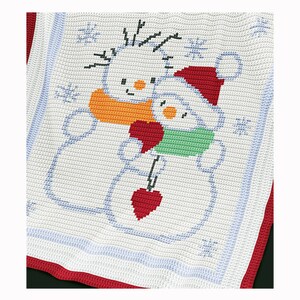 CROCHET Pattern - Baby Blanket Pattern - Snowmen - Christmas Baby Blanket - PDF Crochet Chart - Christmas Baby Crochet Afghan Graph