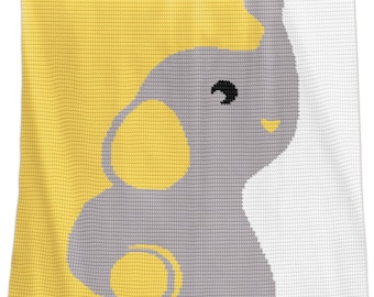 Crochet Baby Blanket Pattern: Elephant Graph Afghan with row by row instructions (PDF Pattern)