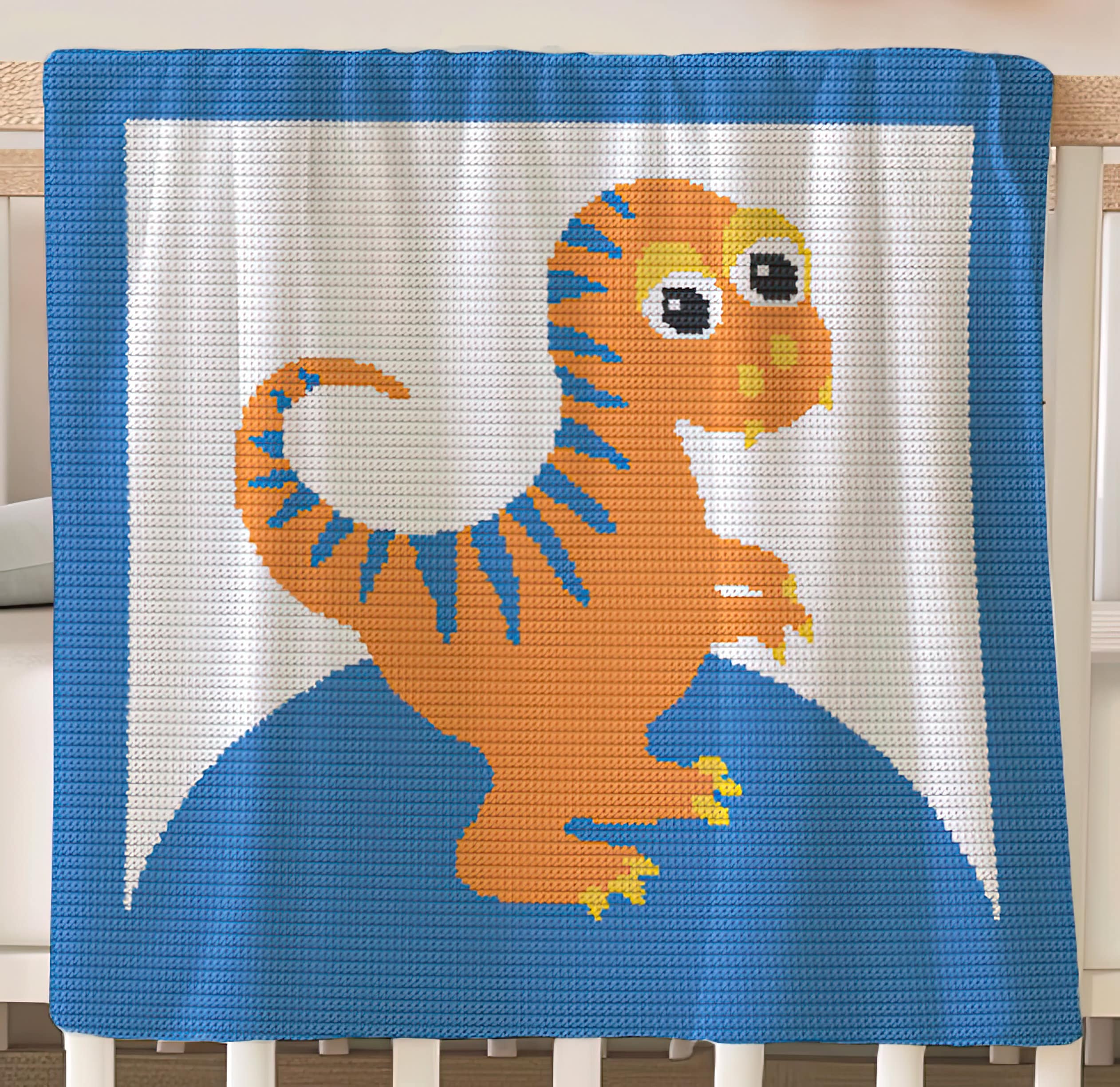 40 Dinosaur Blanket Crochet Patterns to Stitch for Kids, Nurseries, and Dino Fans 10 Crochet Dinosaur Blanket Pattern: Rexy Afghan