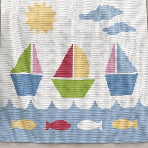 CROCHET Pattern - Baby Blanket Pattern - Sail Away - Crochet Graph - Boat Crochet Pattern - Afghan Crochet Pattern - Sea Crochet Graph