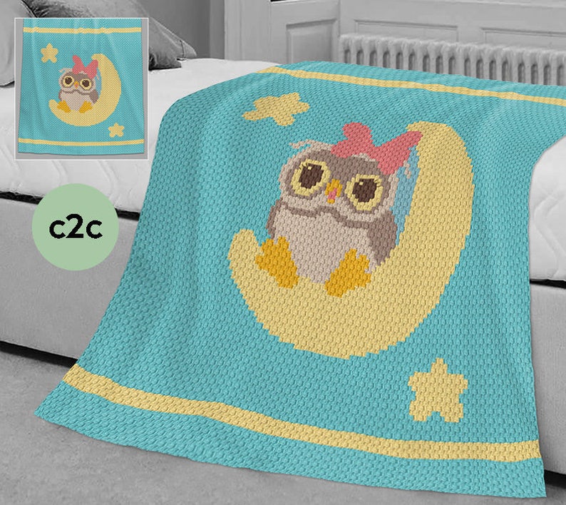 C2C CROCHET Blanket Pattern Crochet Bed Throw Owl Blanket - Etsy Australia