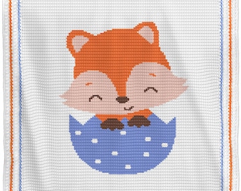 CROCHET Pattern - Baby Blanket - Easter Fox - Crochet Graph - Fox Crochet Pattern - Afghan Crochet Pattern - Fox Crochet Graph