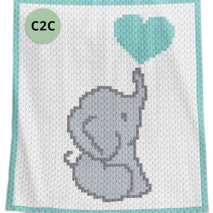 C2C CROCHET Pattern - Baby Blanket Pattern - Elephant Sweet Heart - Crochet Graph - Crochet Pattern - Baby Afghan - Elephant Graph