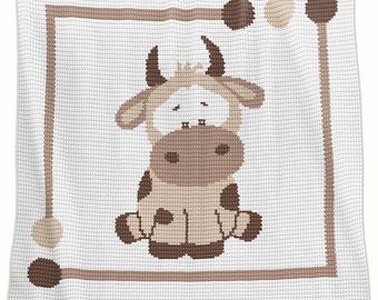 Crochet Blanket Pattern - Crochet Baby Blanket Pattern - Cow Blanket Pattern - Baby Afghans - Crochet Patterns - Cow Patterns Crochet graphs