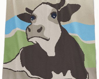 Cow Crochet Blanket Pattern: Farm Animal Afghan (PDF Pattern)