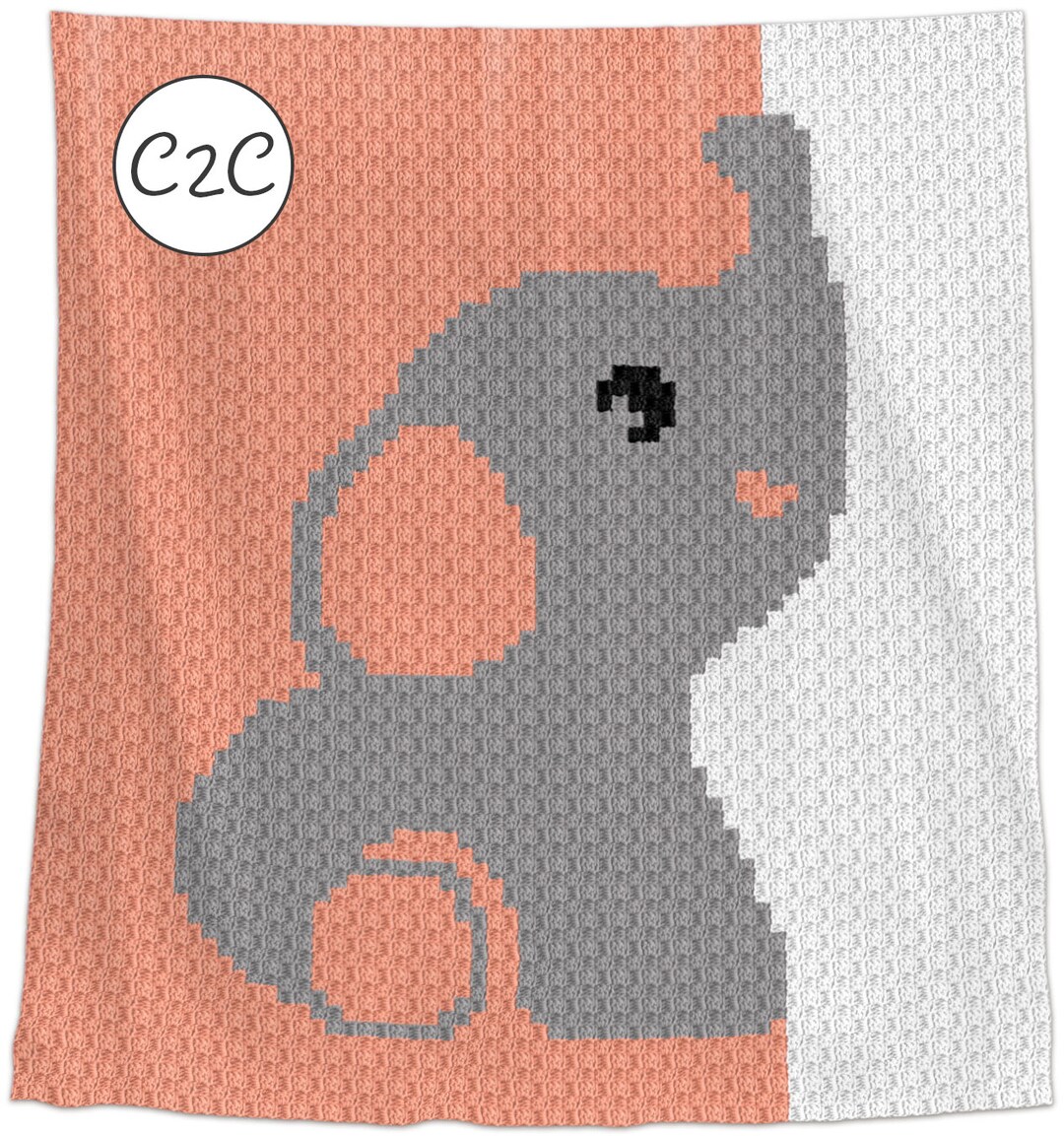 C2C Crochet Baby Blanket Pattern Written Row by Row Peach Elephant Afghan Baby Shower Gift Birthday Toddler Nursery Throw Present Etsy Canada