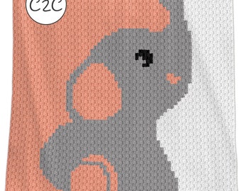 C2C Crochet Baby Blanket Pattern: Peach Elephant Afghan (PDF Pattern)