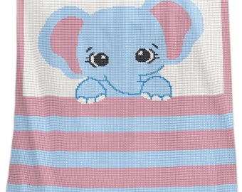 Gehäkelte Elefant-Babydecke-Muster: Kinderzimmer-Überwurf (PDF-Download, US- & UK-Bestimmungen)