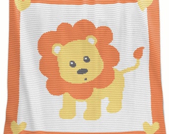 Crochet Lion Baby Blanket Pattern: Safari Nursery Afghan (PDF Pattern)