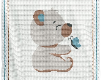 Babydecke Häkelanleitung: Bär und Schmetterling Afghane (PDF Anleitung)