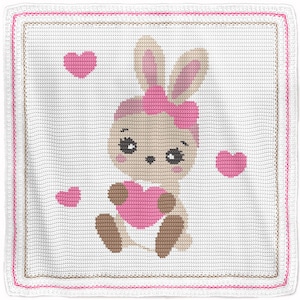 GEHAAKT patroon - Babydeken geschreven rij voor rij - Rosie Bunny - haakschema Afghaanse grafiek cadeau voor babyshow, pasgeboren meisje, kinderkamerworp