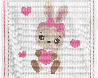 CROCHET Pattern - Baby Blanket Pattern - Rosie Bunny - Crochet Chart - Bunny Crochet Pattern - Afghan Crochet Pattern - Bunny Graph