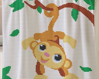 Häkelanleitung Babydecke Geschrieben Reihe für Reihe Affe Afghan Graph für Baby Shower Geschenk Geburtstag Neugeborene Häkeldecke für Junge oder Mädchen