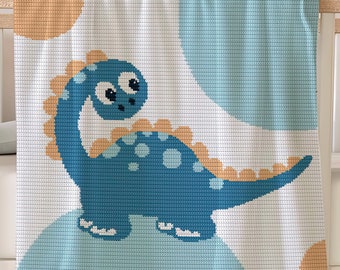 Babydecke Häkelmuster: Dinosaurier Afghane (PDF-Muster), Reihe für Reihe + Graphik, US & UK Bezeichnungen