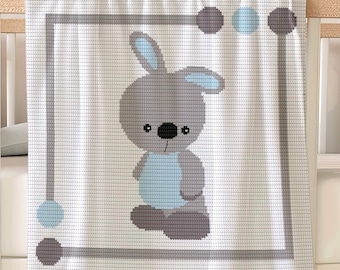 Haakpatroon babydeken rij voor rij geschreven baby konijntje Afghaanse grafiek voor babyshower cadeau verjaardag pasgeboren babykamer plaid voor jongen of meisje