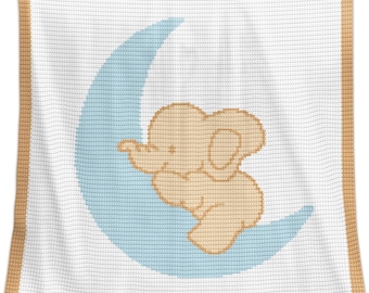 Babydecke Häkelanleitung: Elefant Mond Afghan (PDF-Muster)