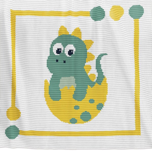 Crochet Blanket Pattern - Crochet Baby Blanket Pattern - Dinosaurs - Toto Blanket Pattern - Baby Afghans -  Dinosaur Crochet Pattern