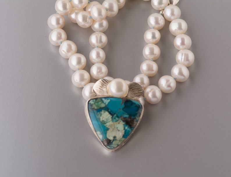 Turquoise And Pearl Necklace White Pearls Fl Image 0