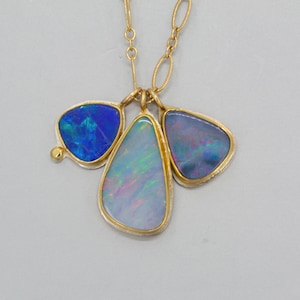Australian Opal Pendant: 22K Gold, Sterling Silver Back, OOAK