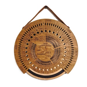 ムーンホイールミニ、12インチ、レザーストラップ、月周期カレンダー、月齢計算機付き