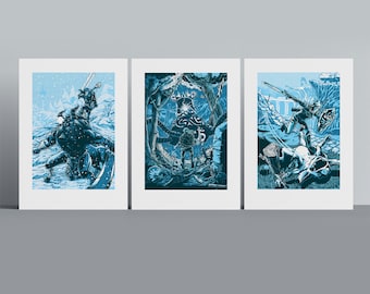 Breath of the Wild Triptych (Legend of Zelda) 3 x A2 print (420 x 594 mm each panel) Limited Edition Giclee Print