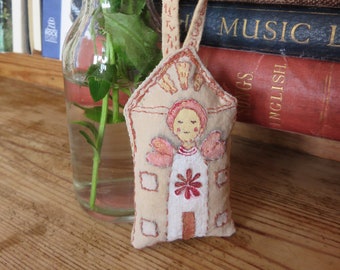 Primitive Home Angel art doll cloth miniature hanger decoration