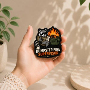 3D PVC Raccoon Morale Patch: Dumpster Fire Supervisor (3 Inch)