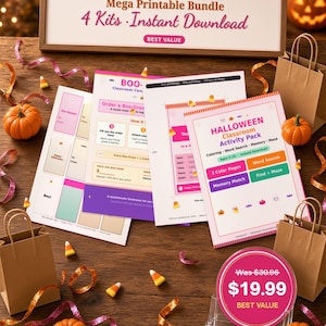 Halloween Printable Mega Bundle | 4 Kits Tags Boo-Gram Party Classroom | Instant Download