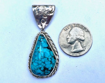 Fine Spiderweb Turquoise Pendant--Kingman!