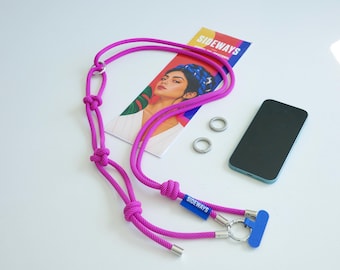 Correa modular de paracord hecha a mano, accesorio ajustable para bolso de cámara o teléfono. Cuerda rosa.