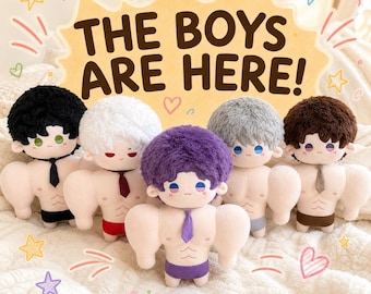 Simpatico pupazzo di peluche muscoloso da 20 cm, peluche kawaii chibi ragazzo, bambola dal corpo morbido, mini peluche da collezione, regalo unico per gli appassionati di bambole