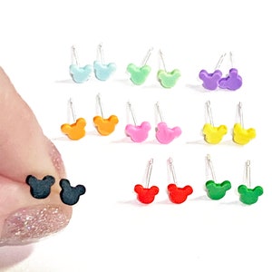 Tiny Mickey Earrings, Teeny Tiny Mickey Post Earrings, Colorful Mickey Earrings, Little Earrings, Dainty