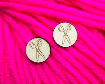 scissor design wooden post earrings