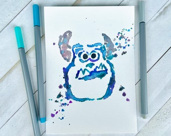 Sully Watercolor Painting, 5" x 7", nursery art, James P Sullivan