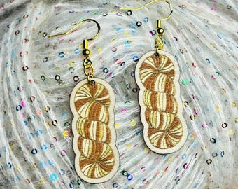 brown and gold yarn hank drop earrings