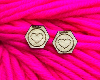 stitchcraft wooden post earrings