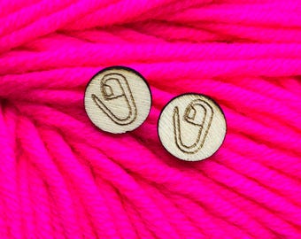 stitch marker wooden post earrings