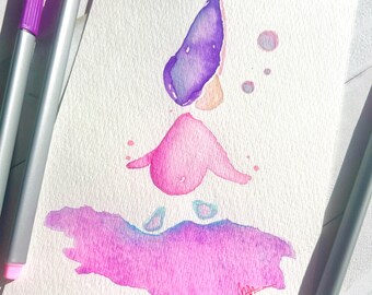 Curious Oyster Watercolor Painting, 5" x 7", Alice in Wonderland, Young Oyster,  Little Oyster