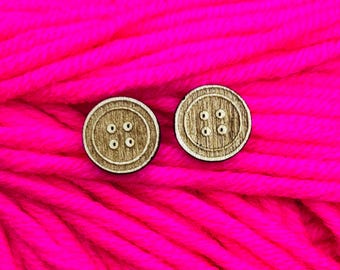 button wooden post earrings