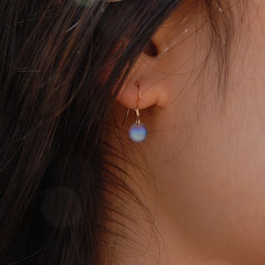 14 kt gold filled frosted iridescent mini disc earrings