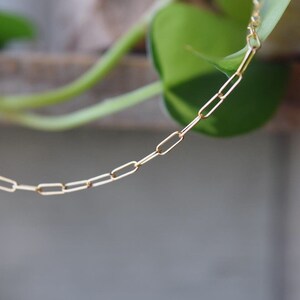 Paperclip chain necklace, layering choker, 14 kt gold filled