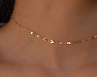 14 kt gold filled Flattened Sparkle Chain Choker Necklace