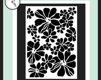 Stencil  Flowers original artwork you can cut out on a cutting maching  Silhouette Cricut or by hand  SVG PDF PNG  Jpeg for Mixed Media Art