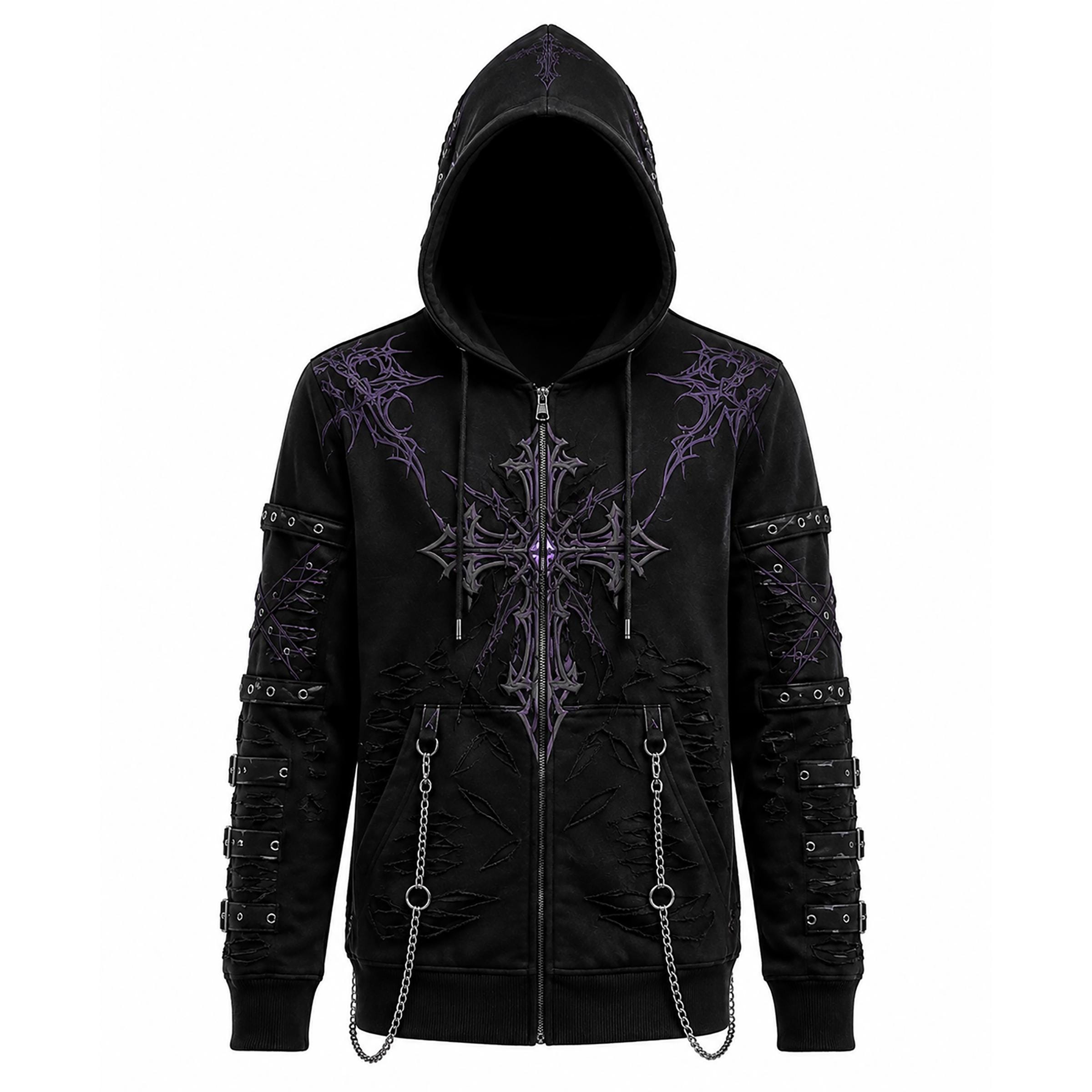 Y2k Gothic Cross Zip up Hoodie - Etsy