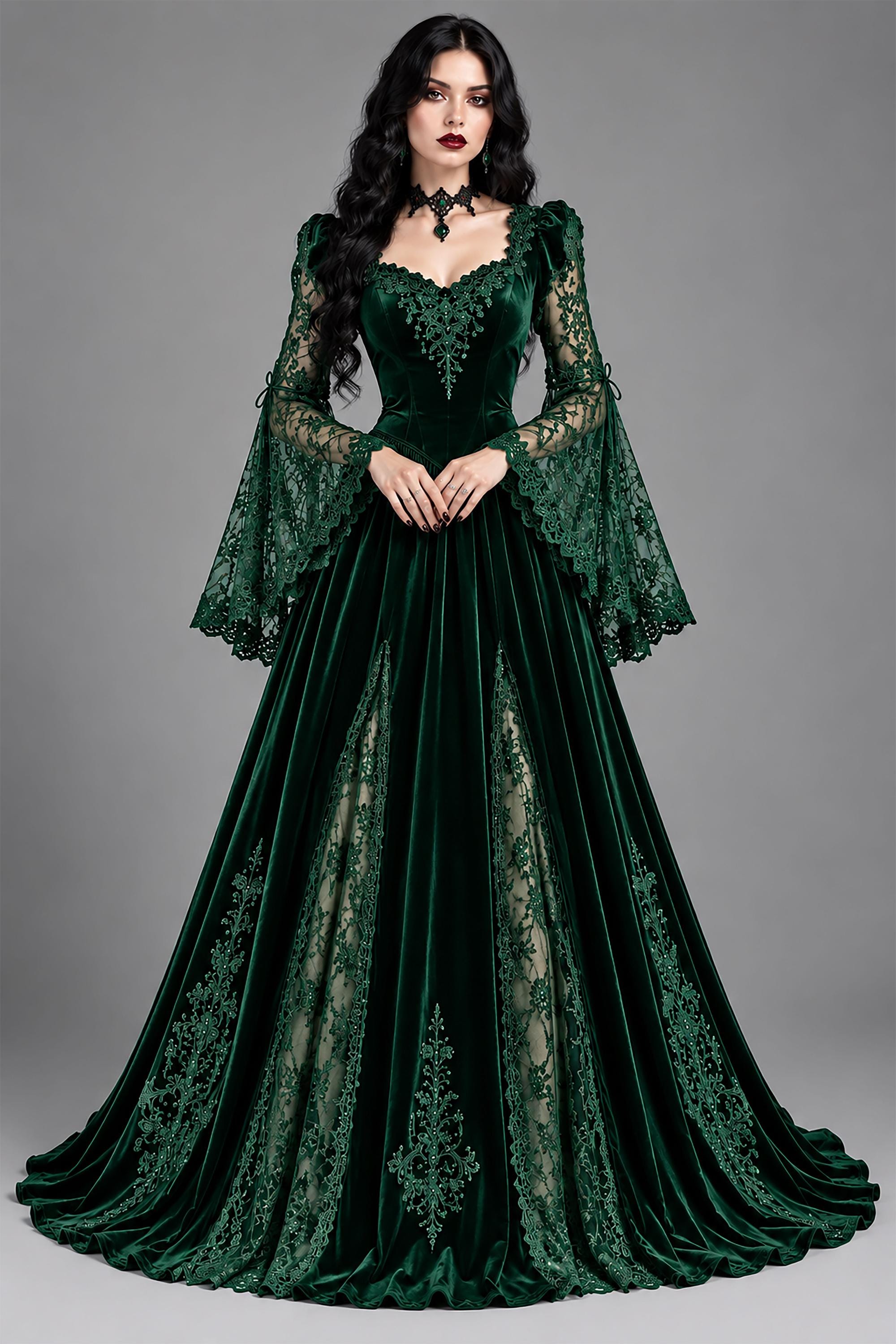 Emerald Green and Black Dress