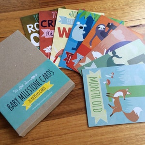 Animal Baby Milestone Cards - Baby Photo Cards - Remember your Baby's first year with these boxed milestone keepsake cards, Baby Shower Gift
