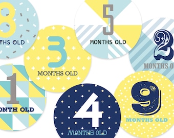 Geometric Baby Monthly Milestone Stickers: First Year Photo Props