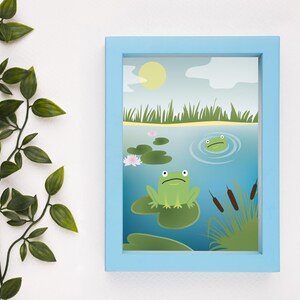 Funny Frogs Nursery Art Print: Kids Wall Decor (8x12")